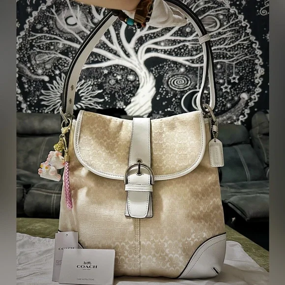 Vintage Coach soho shoulder bag 1994 year Beige and White new without tags - Picture 13 of 16